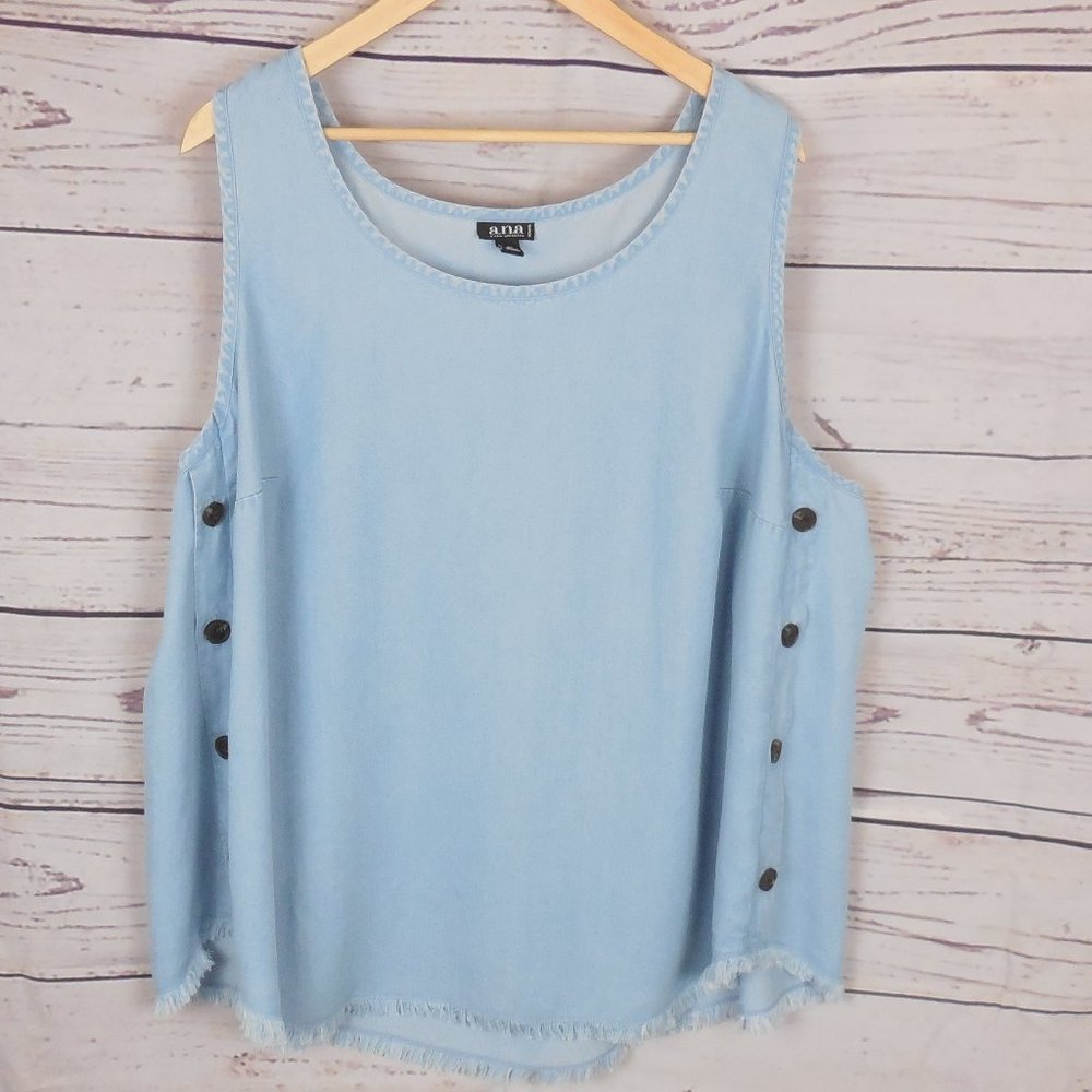 a.n.a Plus 2X Chambray Button Detail Tank NWT